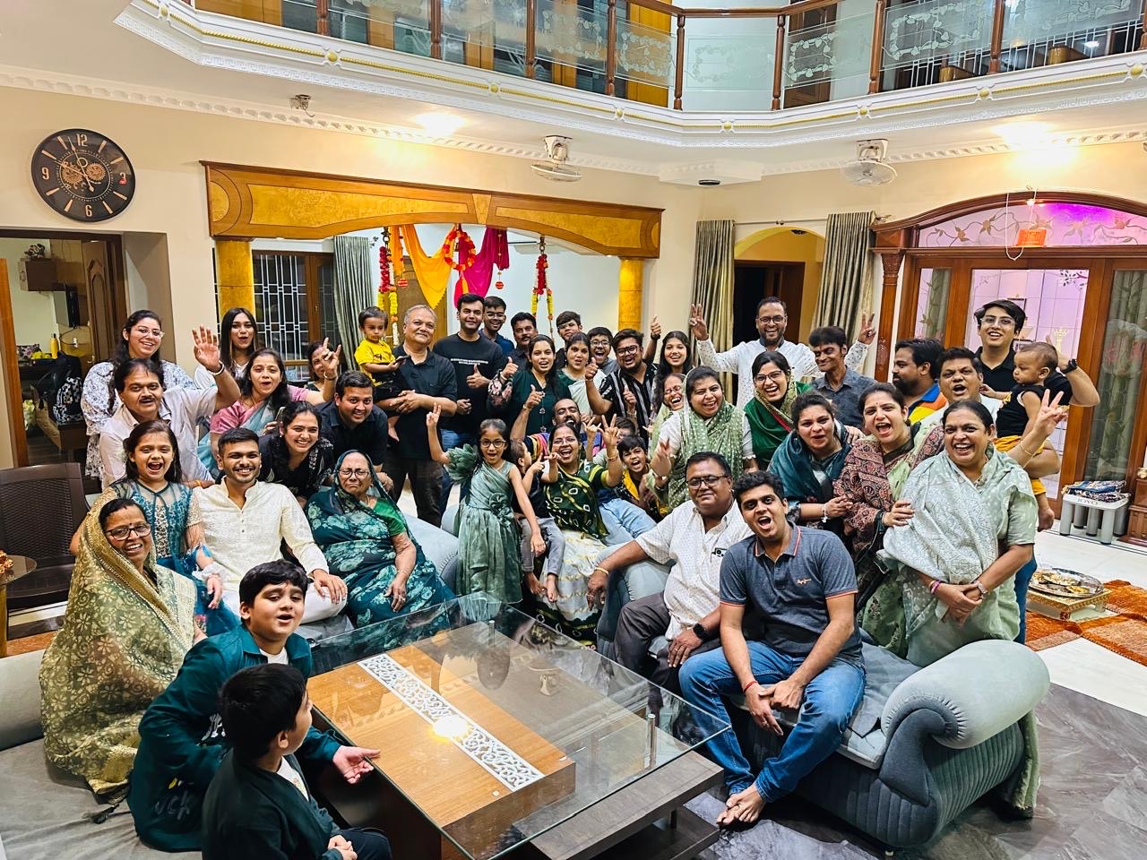 Piyush with his extended family at home in Bhilai