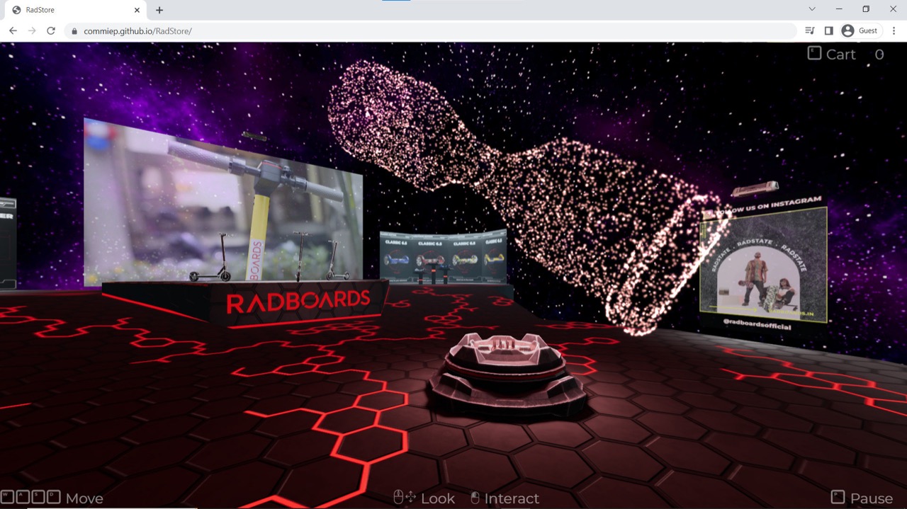 A walkable virtual showroom built for Radboards